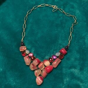 Pink Botswana Agate & Multicolor Stone Necklace